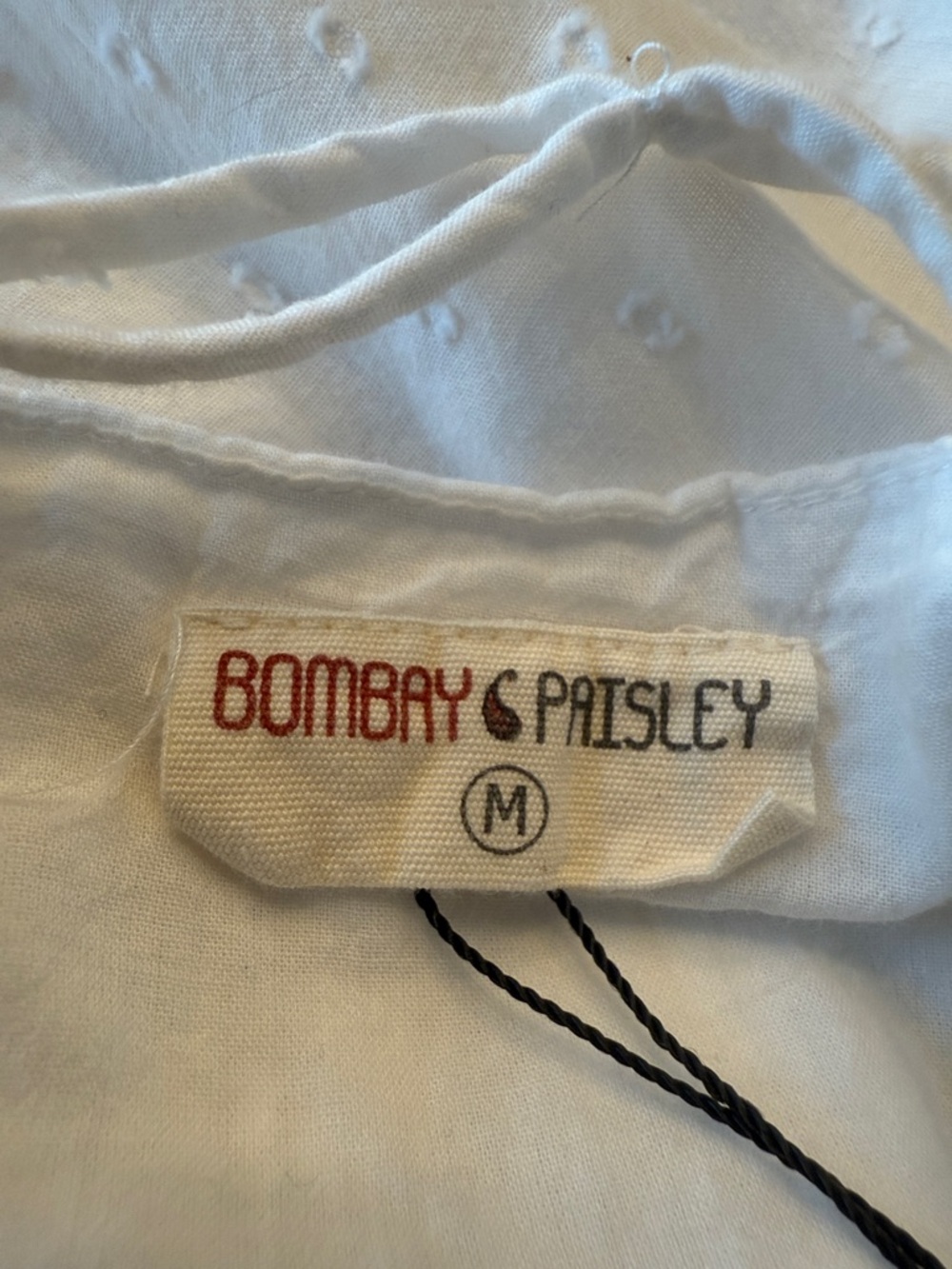 Bombay Paisley Medium White Embroidered Tunic Dress Boho Swiss Dot Open Back - Picture 13 of 14